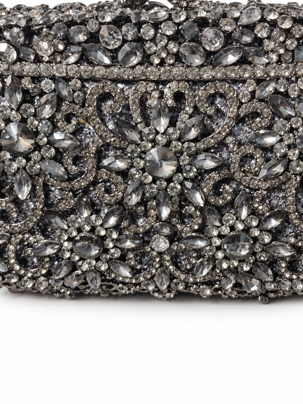 NWT Vintage Fawziya Gunmetal Rhinestone Intricate Evening Bag "Fabulous!" - Picture 9 of 16